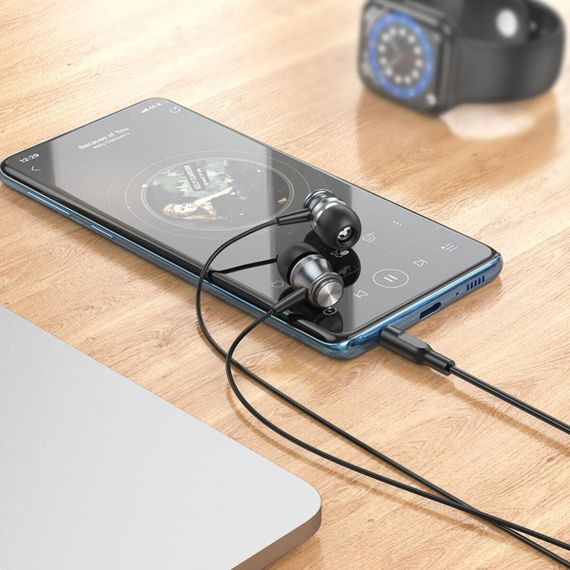 Навушники BOROFONE BM75 Platinum metal universal earphones with microphone Metal Gray | Зображення 4