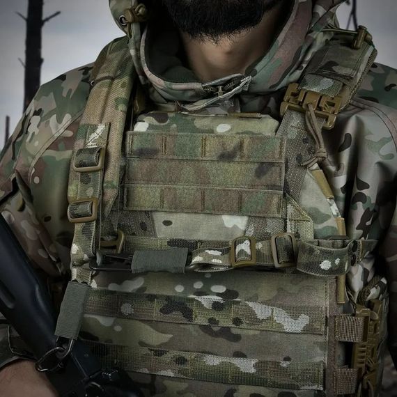 Ремінь двоточковий збройовий з широким наплічником та посиленим  карабіном мультикам | Зображення 2