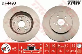 Диск гальмівний (1 шт.) LEXUS RX 300/450/350 F \'\'03, TRW (DF4493)