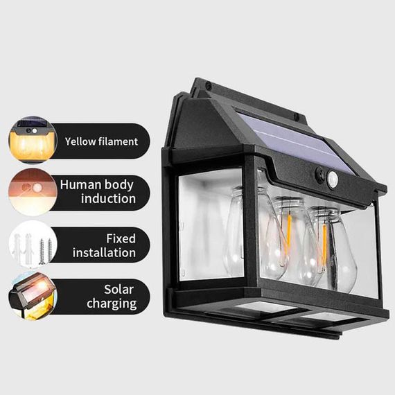 Ліхтар вольфрамова лампа на сонячній батареї 999-38W, датчик руху, АКБ 18650 WR-55 | Зображення 1