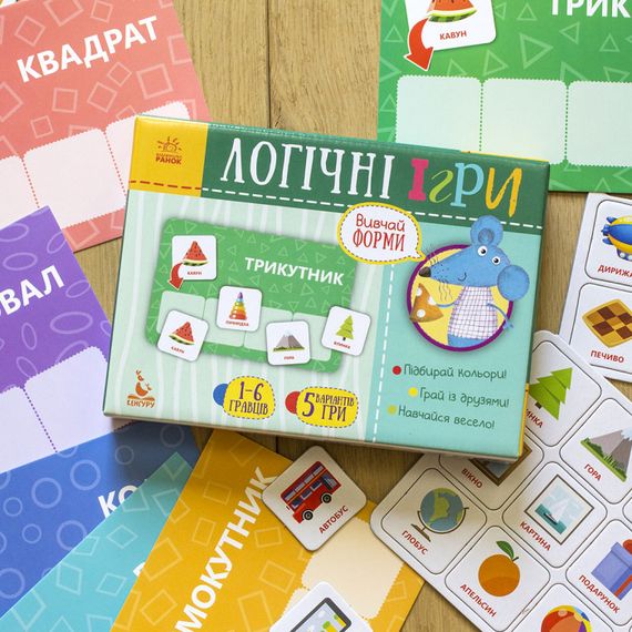 Дитячі логічні ігри "Вивчай форми" 918002, 24 картки укр. мовою | Зображення 1
