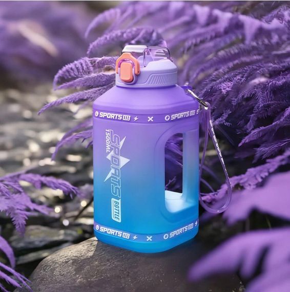 Эко-бутылка для воды SPORTS BOTTLE (1500 мл) - Фиолетово-голубой градиент со встроенной ручкой | Зображення 8