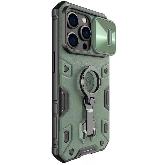 TPU+PC чехол Nillkin CamShield Armor Pro no logo (шторка на камеру) для Apple iPhone 14 Pro (6.1") TPU+PC, Шторка на камеру, Зеленый | Зображення 1