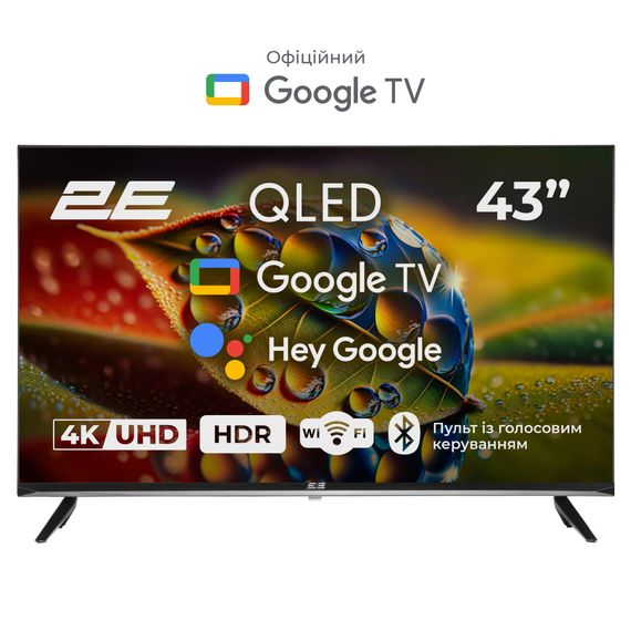 Телевізор 43&quot; 2E QLED 4K 60Hz Smart Google TV Black 2E-43A77Q