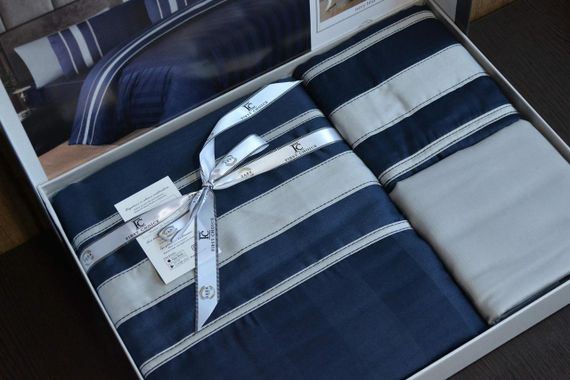 Постільна білизна First Choice Deluxe Satin DARK 160х220 см сімейний Artwel Navy Blue | Зображення 3