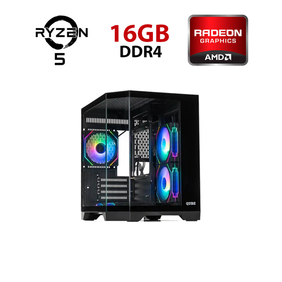 Ігровий ПК FORSAGE CRYSTAL (GBNU3 Black) Tower / AMD Ryzen 5 5500 (6 (12) ядер по 3,6 - 4,2 ГГц) / 16 ГБ DDR4 / 256 ГБ SSD + 1000 ГБ HDD / AMD Radeon RX 570, 4 ГБ GDDR5, 256-біт б/в
