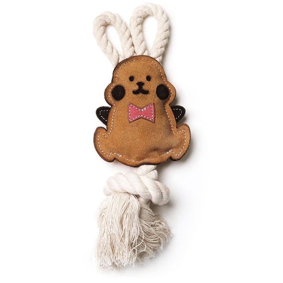 Іграшка для собак DoggyMan Leather Rabbit With Rope, 23 см