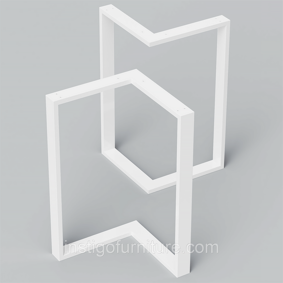 Комплект опор для столу з металу 566×325mm, H=730mm (профільна труба: 60x20mm) Білий