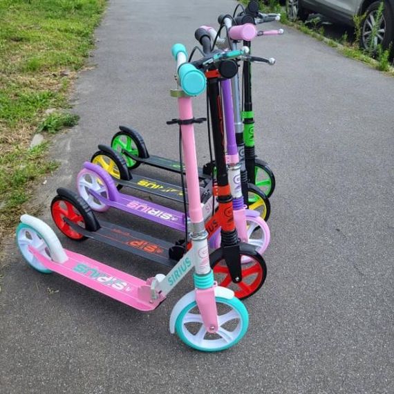 Самокат двоколісний з ручним гальмом S-95019 Skyper Sirius Чорний із салатовим