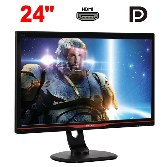 Монітор Philips 242G5DJEB / 24" (1920x1080) TN / 2x HDMI, 1x DP, 1x DVI, 1x VGA, 4x USB 3.0, 1x USB Type-B / VESA 100x100 / Pivot б/в