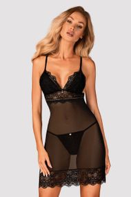 Сорочка Obsessive Renelia chemise Чорна L/XL