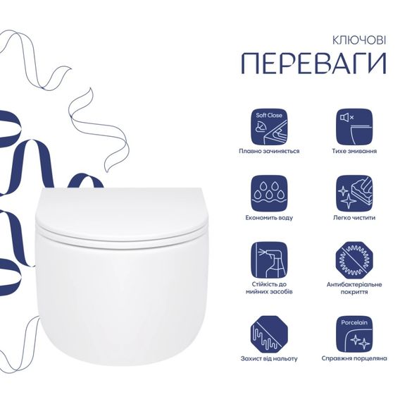 Унітаз підвісний Qtap Taurus Ultra Quiet, з сидінням Slim Duroplast/ Soft-close/ Quick Release QT2433084EUQW | Зображення 8