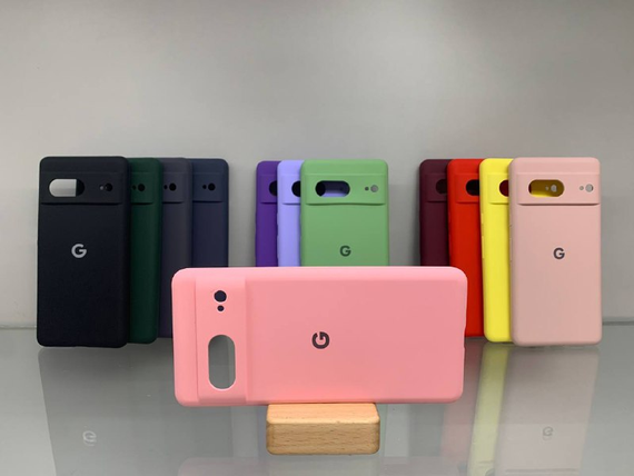 Google Pixel 7 Протиударний чохол з логотипом софт тач рожевий