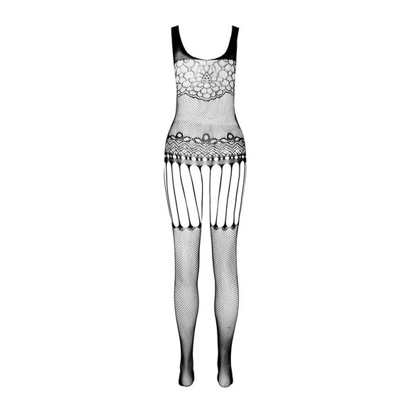 Бодистокинг Passion ECO BS001 One Size white, с доступом, имитация подвязок, флористический декор | Зображення 3