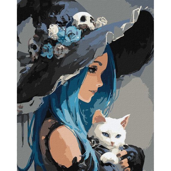 Картина по номерам "Девушка с белым котом" ©art_selena_ua KHO8688, 40x50 см