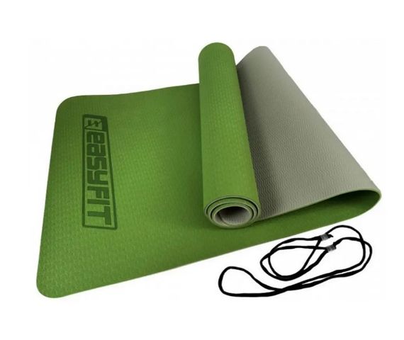 Килимок для йоги та фітнесу EasyFit TPE+TC 6 мм двошаровий + Чохол (EF-1924s-GNGY)