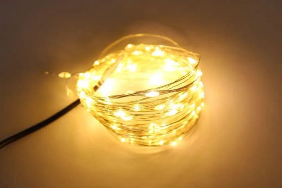 Новогодние гирлянды. Медная проволочная лампа 100LED 10м,  Теплый | Зображення 3
