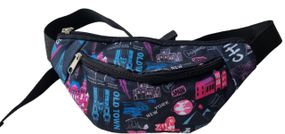 Сумка поясна бананка 4Profi Міні  з принтом " міста" з двома відділеннями