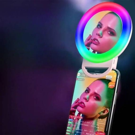 Селфи-кольцо светодиодное с зеркалом для телефона/планшета Selfie Ring Light Розовое
