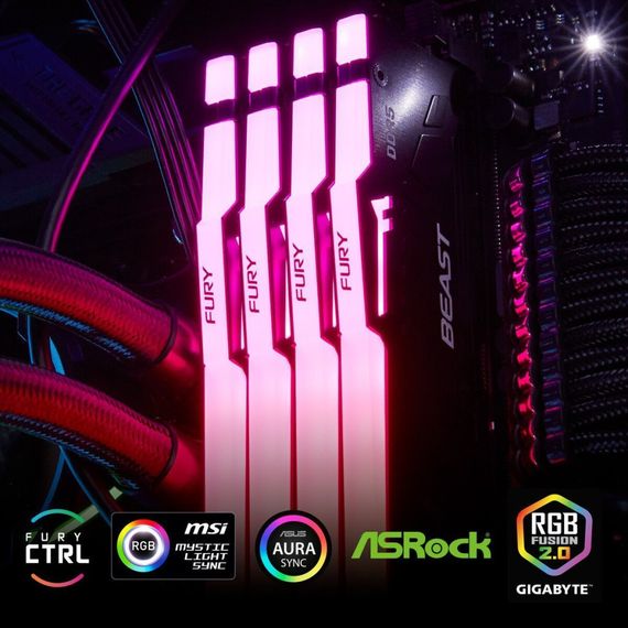 Модуль пам'яті для комп'ютера DDR5 64GB (2x32GB) 5600 MHz Beast RGB Kingston Fury (ex.HyperX) (KF556C36BBEAK2-64) | Зображення 4