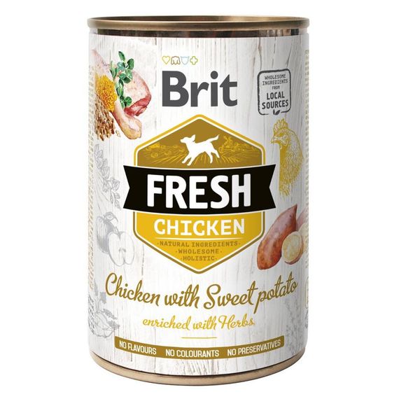 Корм Brit Fresh Dog Chicken вологий з куркою та бататом для дорослих собак 400 гр