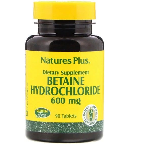 Бетаїну гідрохлорид Nature's Plus Betaine Hydrochloride 600 mg 90 Tabs NAP-04370