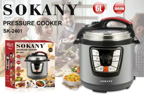 Мультиварка скороварка мультипіч Sokany SK-2401 багатофункціональна 6 л 1000 Вт | Зображення 2