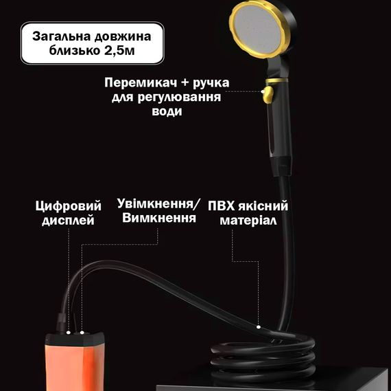Портативний душ з цифровим дисплеєм температури XPRO MY-880 (46333-_733) | Зображення 5