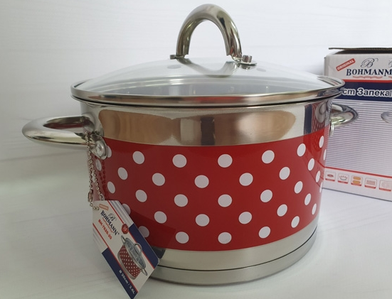 Каструля Bohmann BH-0127-20, 3. 6 л, 20 см, з нержавіючої сталі з кришкою, для всіх типів плит | Зображення 3