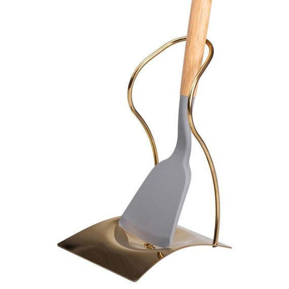 Підставка під ополоник, лопатку або ложку 12×10,5×17 см з нержавіючої сталі Золото HP-19-15-G | Зображення 3