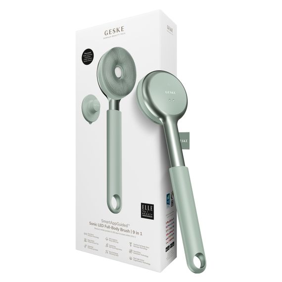 Звукова світлодіодна щітка для всього тіла GESKE Sonic LED Full-Body Brush&Intensive Exfoliator 9в1 green