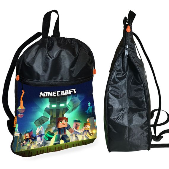 Рюкзак-мішок для взуття, спортивної форми Майнкрафт «Minecraft» дитяча сумка для змінки з розширювачем (01272)