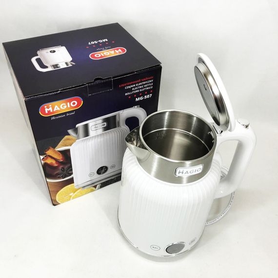 Електричний безшумний чайник з автоматичним відключенням Magio MG-507 1250 Вт, Чайники на підставці HL-98 | Зображення 6