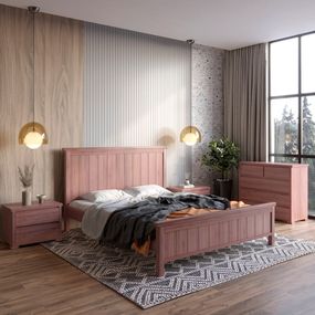 Двоспальне дерев'яне ліжко Mebigrand Вірджинія Горіх лісовий 160х200 см (MBG-3201)