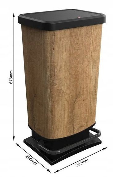 Контейнер для сміття з педаллю Rotho Paso 40 л під дерево, відро для кухні та дому (17541) | Зображення 1