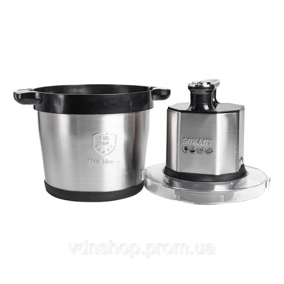 Чопер подрібнювач 800 Вт з чашею на 4,5 літрів 6 лез м'ясорубка Sokany SK-06033 | Зображення 4