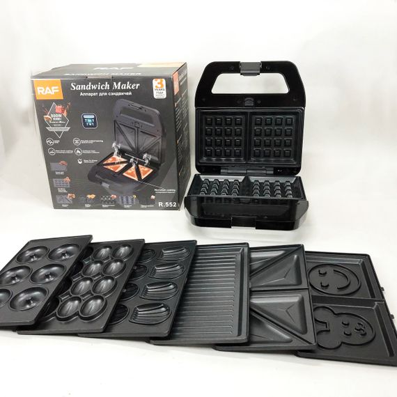 Компактна електрична вафельниця RAF, Сендвічниця мультипекар, Гриль для дому для шашлику OE-10 | Зображення 3