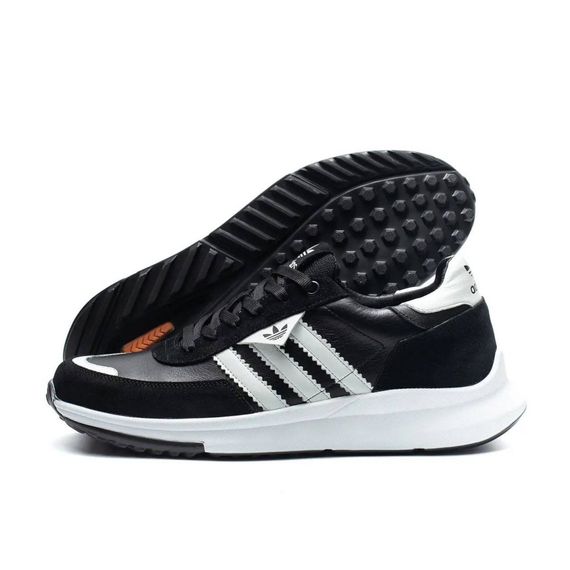 шкіряні кросівки Adidas колір чорний, білий