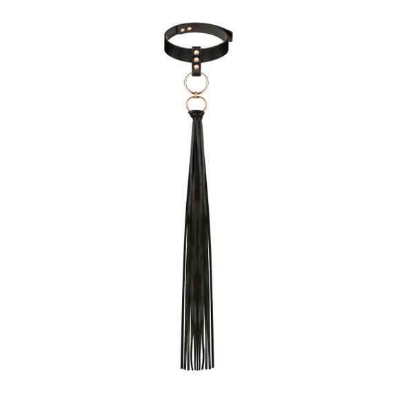 Нашийник с флогером Rosy Gold - Collar with Flogger - Black