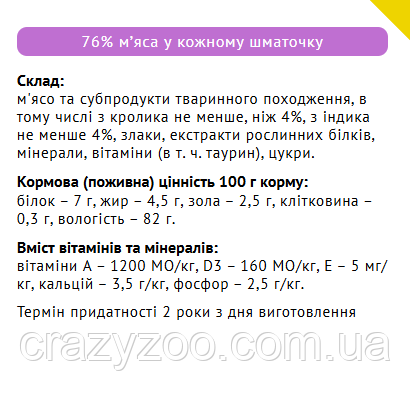 Вологий корм для котів Мяу рагу з кроликом та індичкою 85 г B2210902 | Зображення 1