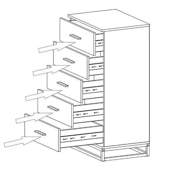 Комод 600 Ascet Art in Head, на 5 шухляд колір Графіт | Зображення 2