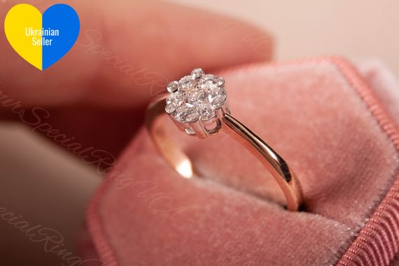 Кольцо из желтого и белого золота с бриллиантами 18.5 | Зображення 6