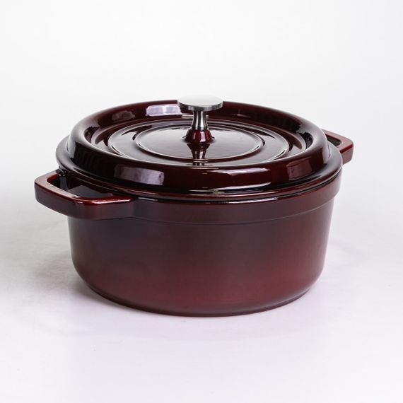 Кокотниця чавунна емальована 4 л, бургунді Yiwu HP-FLG-10 burgundy | Зображення 5