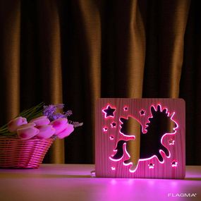 Светильник ночник ArtEco Light из дерева LED " единорог" с пультом и...