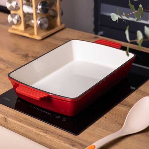 Форма для запекания чугунная 39.5х23.5х6 см форма для выпечки 3 л Красная HP-1-9R | Зображення 3
