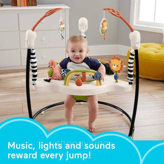 Детский игровой центр Fisher-Price Jumperoo с подсветкой и звуком / Развивающий игровой джемпер Бежевый | Зображення 6