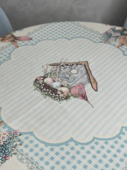 Скатертина гобеленова BLUE BUNNIES Limaso, 137x220, Прямокутна, Великодній, Без люрексу, 40% поліестер, 60% бавовна, Гобелен | Зображення 9