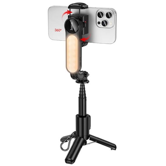 Монопод для селфі Hoco K90 Support axis smart+light Black | Зображення 4
