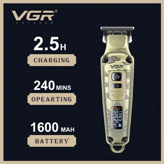 Професійна машинка для стрижки волосся триммер VGR V-901 з насадками, професійна електробритва | Зображення 4