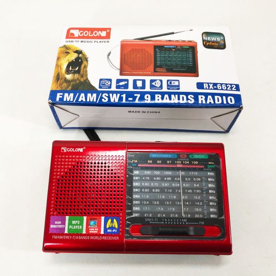 Портативна стовпчик радіо MP3 USB Golon RX-6622. Колір: червоний | Зображення 3